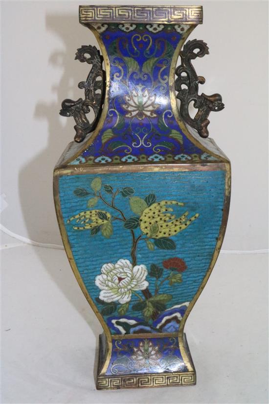 A Chinese cloisonné enamel vase, fanghu, early 19th century, 40.5cm